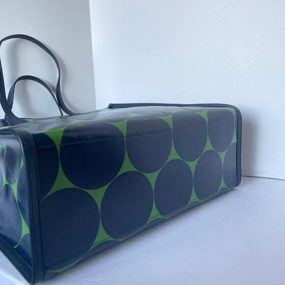 Kate Spade Gotham Extra Large Tote Joy Dot Canvas Blue Polka Dot Leather Trim - Picture 10 of 15